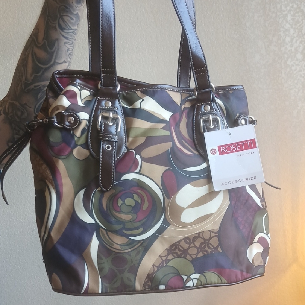 Rosetti Floral Tote Bag - Brown and Green